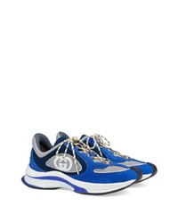 Chaussures de sport en daim bleues Gucci