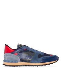 Chaussures de sport en daim camouflage bleu marine