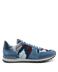 Chaussures de sport en daim camouflage bleues Valentino Garavani