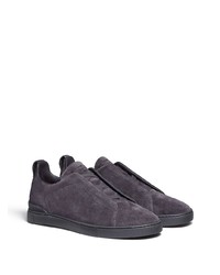 Chaussures de sport en daim gris foncé Zegna