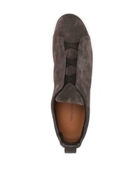 Chaussures de sport en daim marron foncé Zegna