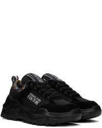 Chaussures de sport en daim noires VERSACE JEANS COUTURE