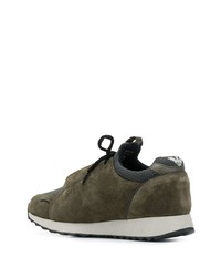 Chaussures de sport en daim olive Emporio Armani