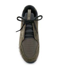 Chaussures de sport en daim olive Emporio Armani