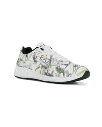 Chaussures de sport imprimées blanches Ea7 Emporio Armani