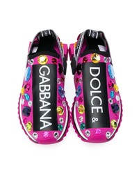 Chaussures de sport imprimées fuchsia Dolce & Gabbana