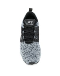 Chaussures de sport imprimées grises Ea7 Emporio Armani