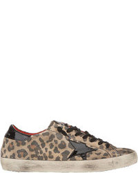 Chaussures de sport imprimées léopard marron clair