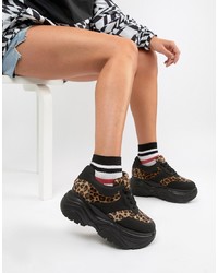 Chaussures de sport imprimées léopard noires