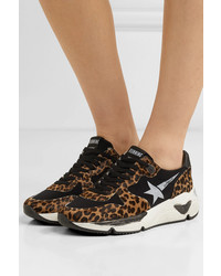 Chaussures de sport imprimées léopard noires Golden Goose Deluxe Brand