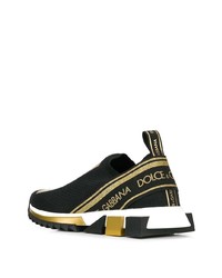 Chaussures de sport imprimées noir et doré Dolce & Gabbana