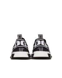 Chaussures de sport imprimées noires et blanches Dolce and Gabbana