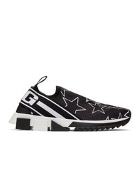 Chaussures de sport imprimées noires et blanches Dolce and Gabbana