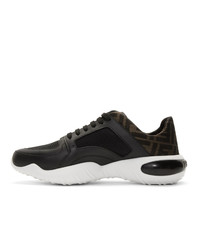 Chaussures de sport imprimées noires Fendi