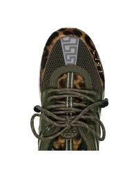 Chaussures de sport imprimées vert foncé Versace