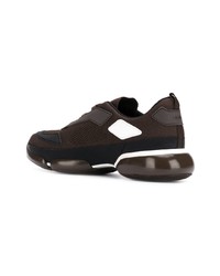 Chaussures de sport marron foncé Prada