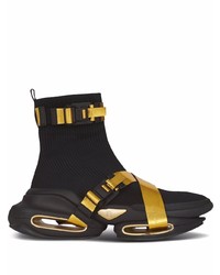 Chaussures de sport noir et doré Balmain