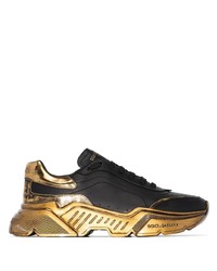 Chaussures de sport noir et doré Dolce & Gabbana