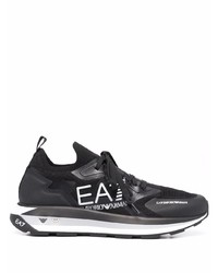 Chaussures de sport noires et blanches Ea7 Emporio Armani