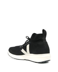 Chaussures de sport noires et blanches Rick Owens X Veja