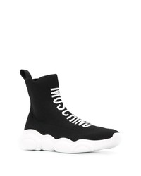 Chaussures de sport noires et blanches Moschino