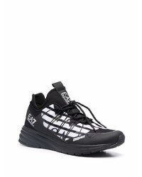 Chaussures de sport noires et blanches Ea7 Emporio Armani