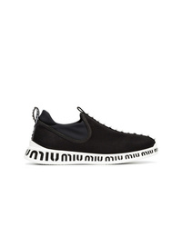 Chaussures de sport noires et blanches Miu Miu