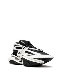 Chaussures de sport noires et blanches Balmain