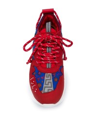 Chaussures de sport rouge et bleu marine Versace