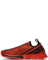 Chaussures de sport rouge et noir Dolce & Gabbana