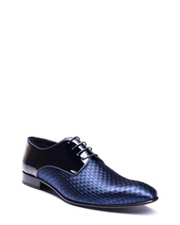 Chaussures derby en cuir à carreaux bleu marine