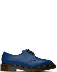 Chaussures derby en cuir à carreaux bleu marine Undercover
