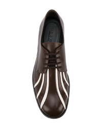 Chaussures derby en cuir à rayures verticales marron foncé Marni