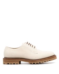 Chaussures derby en cuir beiges Brunello Cucinelli