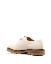 Chaussures derby en cuir beiges Brunello Cucinelli