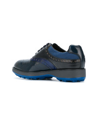 Chaussures derby en cuir bleu marine Prada