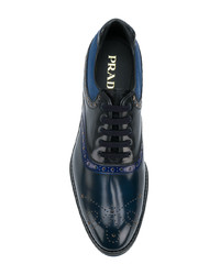 Chaussures derby en cuir bleu marine Prada