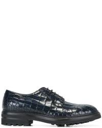 Chaussures derby en cuir bleu marine Giorgio Armani