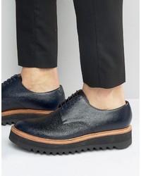 Chaussures derby en cuir bleu marine Grenson