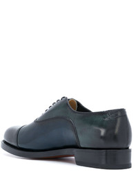 Chaussures derby en cuir bleu marine Santoni