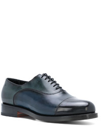 Chaussures derby en cuir bleu marine Santoni