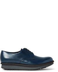 Chaussures derby en cuir bleu marine Prada