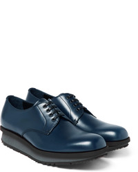 Chaussures derby en cuir bleu marine Prada