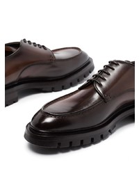 Chaussures derby en cuir épaisses marron foncé Santoni