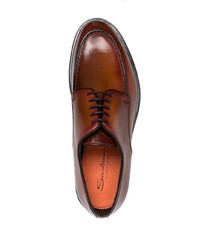 Chaussures derby en cuir épaisses marron Santoni