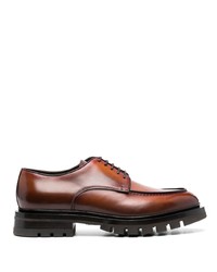Chaussures derby en cuir épaisses marron Santoni