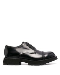 Chaussures derby en cuir épaisses noires Alexander McQueen