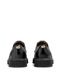 Chaussures derby en cuir épaisses noires Gucci