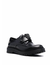 Chaussures derby en cuir épaisses noires Versace