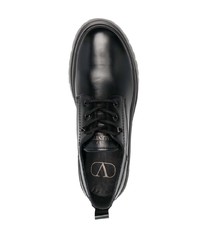Chaussures derby en cuir épaisses noires Valentino Garavani